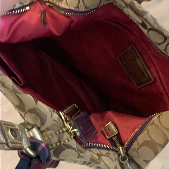 Limited Edition! Gold & Purple Poppy Coach bag! - Picture 2 of 8